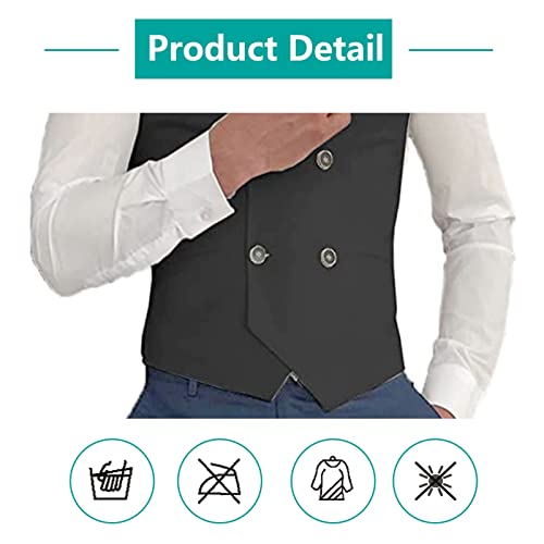 Men Suit Vest, Double Breasted Slim Fit Lapel Groomsmen Wasitcoat for Tuxedo Blazer (M-3XL Size to Choose) (Color : White, Size : Medium)2