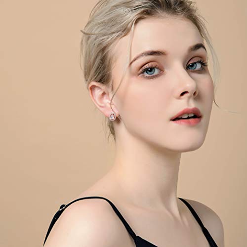 Women Cubic Zirconia Stud Earrings - 14K Rose Gold Plated Vintage Pear Shaped Cz Crystal Rhinestone Small Halo Stud Earrings For Wedding Party Prom Girls By Amyjane #TOP2