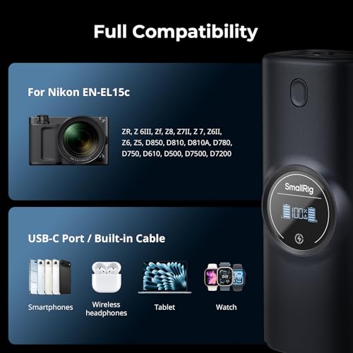 Image of SMALLRIG EN-EL15c Power Camera Battery Charger for Nikon, Built-in 13600mAh LG Cells, 35W Dual Slot Charger, HD Display, Compatible with Nikon ZR Z6III Zf Z8 Z7II Z7 Z6II Z6 D850 D810 D780 D750 D7500