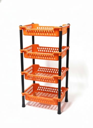 Image of AIR Force 4 Layer Kitchen Rack Stand Plastic Countertop Rack for Kitchen Fruit Vegetable Storage Basket Modern Organizer Shelf Cart Kitchenware Food, Snacks, Bottles, Toys