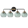 4 Lights Bathroom Light fixtures Glass Vanity Light Green Bathroom Sconce Mid Century Modern Wall LampBlack Gold Art Deco Vanity Light for Over Mirror Bedroom Hallway Dining Room