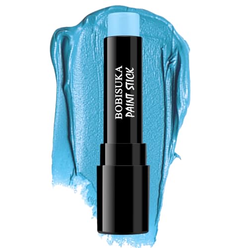 BOBISUKA Light Blue Face Paint Stick Sweatproof Eye Black for Baseball Football Softball Sports High Coverage Halloween Makeup Cosplay SFX Ideal for Ice Fairy Frost Spirit Mermaid Looks