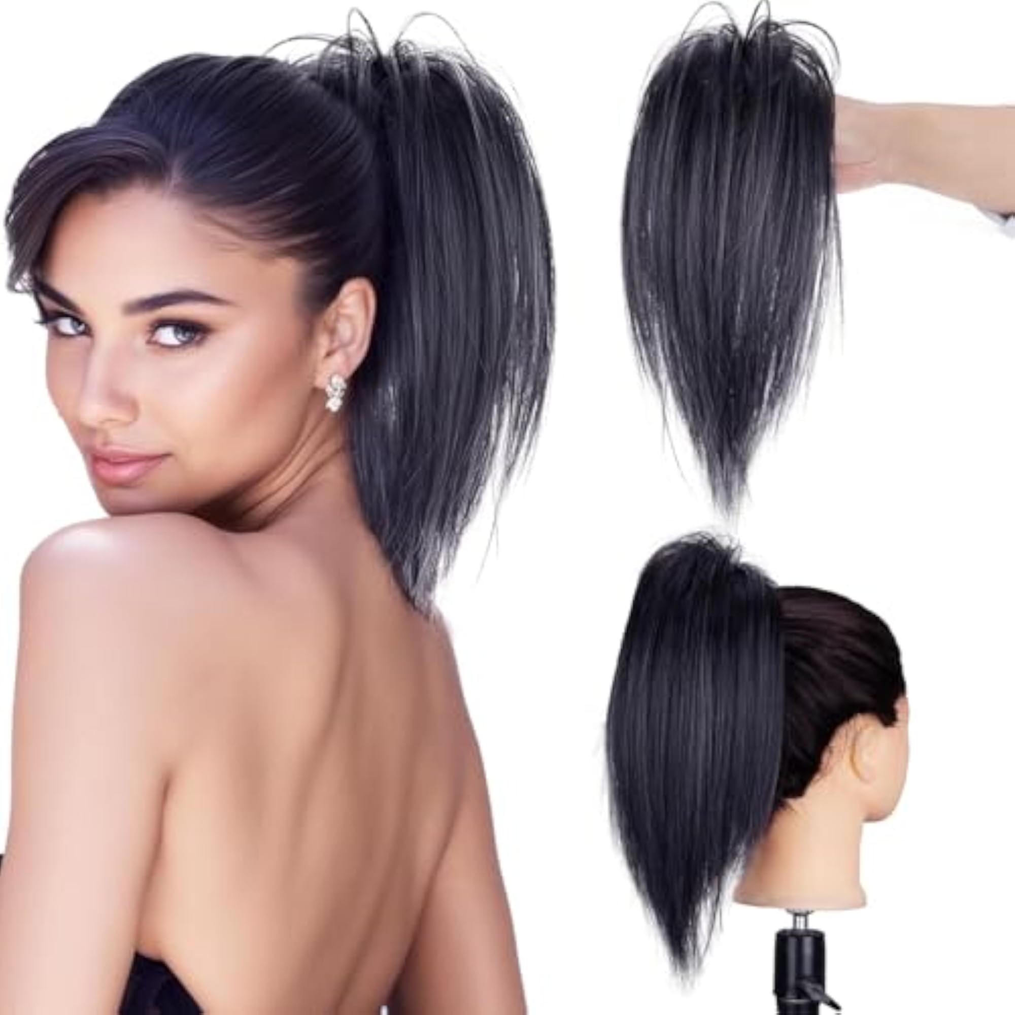 Women's Straight Short Claw Clip Messy Bun Hair Piece