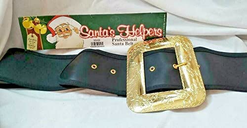 Halco Santa Belt with Decorative Cast Buckle Size XL 56-64 Black 3.5" Wide Naugahyde Gilt Buckle Prong 6 Eyelets Deluxe Quality2
