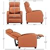 Yaheetech Home Theater Seating Faux Leather Recliner Chair Modern Single Living Room Reclining Sofa with Pocket Spring Tan