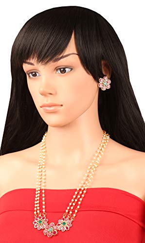 Image of Touchstone Indian Colorful Delicate Desire Traditional Exclusive Designer Jewellery Pendant Sets for Women