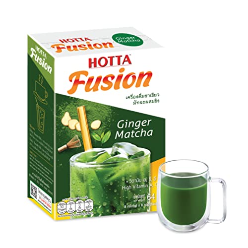 Hotta Fusion Ginger Matcha Soothe Sore Throat Healthy High Vitamin A C E Boost Immunity Low Calories Japanese Green Tea Enjoy Hot Or Cold, 8 Sachets #TOP2