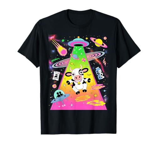 Vaca secuestrada extraterrestre en el espacio de dibujos Camiseta
