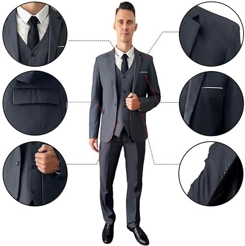 3 Piece Men’s Suit, Slim Fit Stylish Jacket, Pants, Vest, 2 Ties, and Belt, Perfect for Weddings, Business and More - Image 5