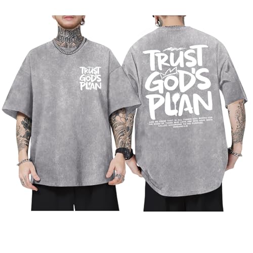 Image of BINTEHGS God Christian T Shirts for Men Jesus Faith Shirt Acid Wash Oversized Tees Bible Verse Graphic Vintage Tshirt