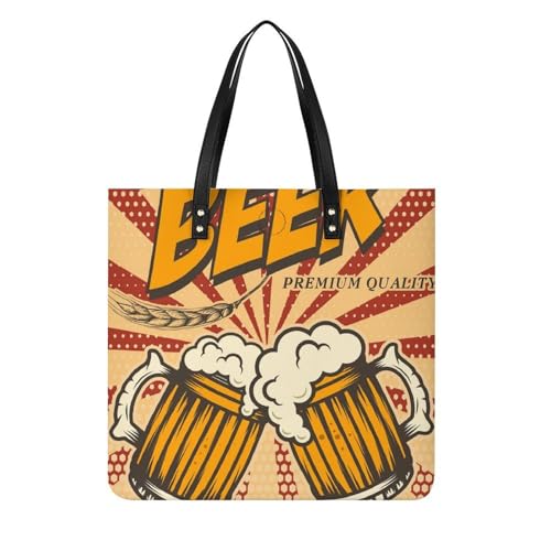 Grand tote bag bière rétro 39x39cm pour remplacer vos petits sacs
