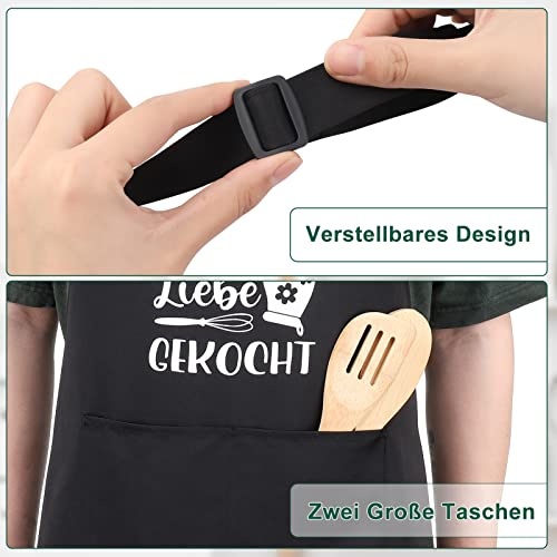 Heyu-Lotus Grillschürze für Männer, Lustig Kochschürze wasserdicht verstellbare Küchenschürze mit Fronttaschen Witziges BBQ Geschenk zum Vatertag Weihnachten oder Geburtstag