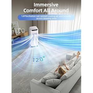 Evaporative air cooler 32 inch swamp cooler air conditioner with 42 gal water tank 120oscillation 12h timer 3 speeds 4 modes remote portable cooling fan for bedroom living room office  urban country home decor