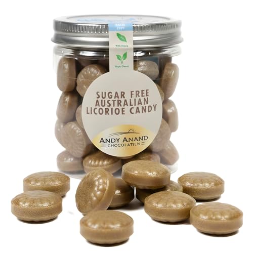 Andy Anand Chocolatier Sugar Free Australian Licorice Candy - Made in Europe Naturally Sweetened with Stevia, Individually Wrapped Licorice With No Artificial Flavors (7 Oz)