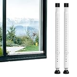 Window Security Bar, 2-in-1 Adjustable 17.9 to 51 Inch Slidingdoor Security Bar Security Bar for Home Pet Children Women Security Balcony Sliding Door Patio Door Security Apartment Window 2pack White