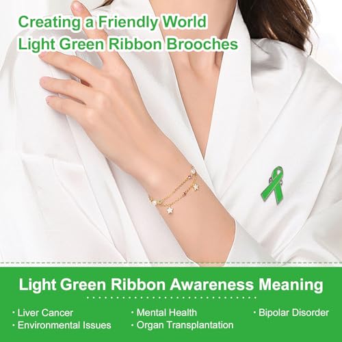 Épinglette ruban vert émail bijoux épingles de sensibilisation santé mentale 50pcs
