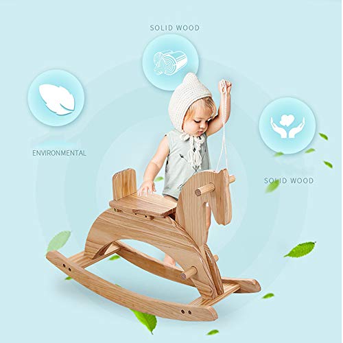 LYXCM Schaukelpferd aus Holz, Vintage-Stil, braun, für Babys bis 1 Jahr, Geschenk – Bild 4