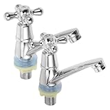 Homoyoyo 1 Pair Faucet Hot Water Basin Cold Water Tap Metal Tap Replacement Silver Basin Faucet Short Spout Mop Sink ABS for Zinc Alloy Cold Alone Set Basi 4.92 X 4.72 X 1.65 Inch