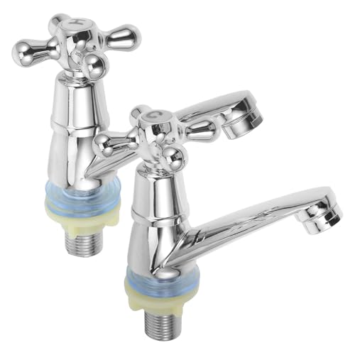 Homoyoyo 1 Pair Faucet Hot Water Basin Cold Water Tap Metal Tap Replacement Silver Basin Faucet Short Spout Mop Sink ABS for Zinc Alloy Cold Alone Set Basi 4.92 X 4.72 X 1.65 Inch