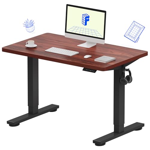 FLEXISPOT EN1 One-Piece Standing Desk with 1-Inch Thick Desktop, 40"x24" Electric Height Adjustable Desk for Home Office & Multi-Device Workstations, Mahogany