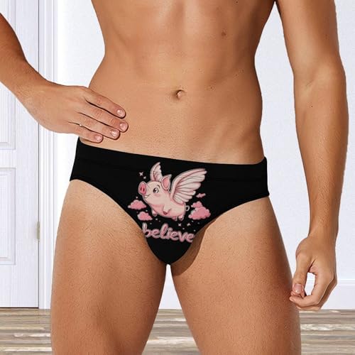 Flying Pigs Believe Mens Swim Briefs Sexy Bikini Swimwear Bathing Suits Trunks4