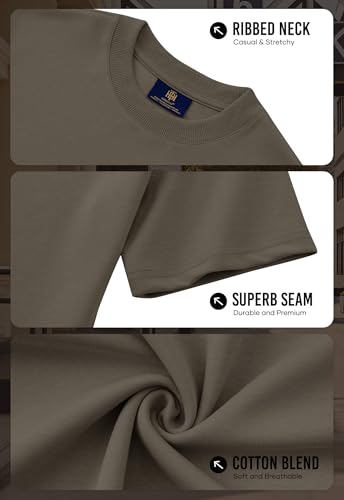 Image of Herberton Mens Oversized T-Shirts Heavyweight Cotton Stretch Fashion Thick Tee Tops (S-3XL)