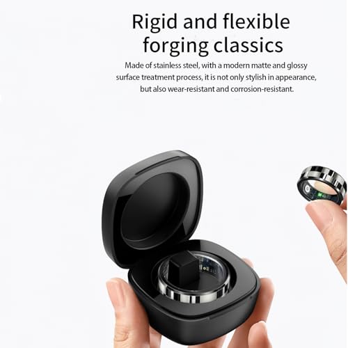 Taoke Smart Ring Health Fitness Health Tracker with Heart Rate, Blood Oxygen, Sleep Tracker, Steps Tracker, IP68 Waterproof Fitness Ring with Charging Base (Black, 11) - Image 6