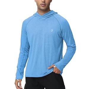 Roadbox Camisas de pesca para hombre, UPF 50+, manga larga, con capucha UV, para senderismo, correr, natación, atletismo, entrenamiento
