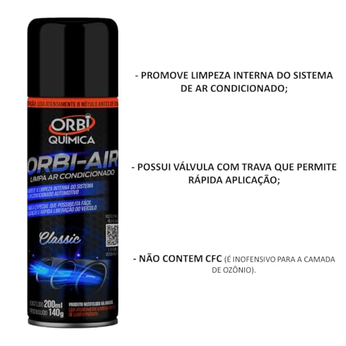 Spray Higienizador Orbi-Air Limpa Ar Condicionado Automotivo Fragrância Classic - Orbi Química
