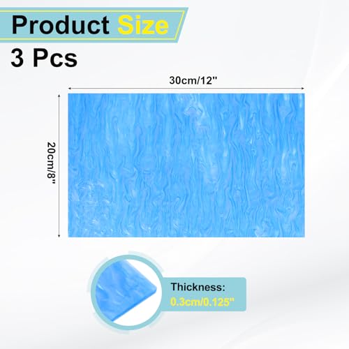 Image of MECCANIXITY 3 Pcs Glitter Pearl Acrylic Sheet,12 inch x 8 inch x 1 /8 inch Pearlescent Cast Pmma Plastic Sheets Extruded Translucent Blanks for DIY Art Crafting Laser Cutting & Engraving,Blue