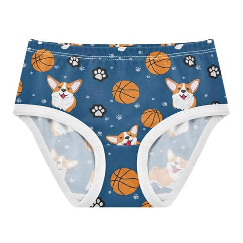 Happy Corgi Dogs Blue Girl Panties Cute Girls Underwear Toddler Cotton Personalized Underpants Briefs 2t
