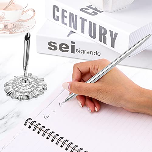 Rutich Hollow Round Pen Holder Signing Pen Set For Wedding Bridal Engagement Valentine's Day Favors,Silver 2 Pcs… #TOP4