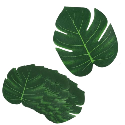 ANYUANKW 12 peças folhas de palma artificiais palmeiras tropicais monstro falso de monstro verde para festa havaiana decoração de praia planta selva (20 * 17,5 cm)
