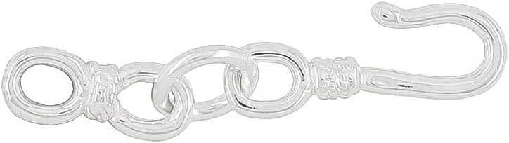 Sterling Silver Hook & Eye Fish Clasp for Necklace, Oxidized Silver