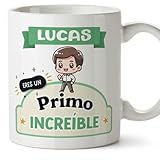 MUGFFINS Tazas Personalizadas para PRIMO - En Español - Eres increíble - Kawaii - 11 oz / 330 ml - Regalo personalizable original y divertido