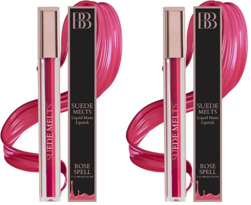 Image of Bergamot Beaute Matte Liquid Lipstick Suede Melts Non Transfer, Waterproof, Kiss Proof Long Lasting Upto 8 + Hours For Women 2.1ml (Rose Spell) (Pack of 2)