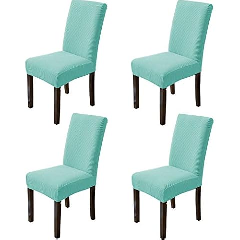 Dining Chair Covers,Stretch Chairs Protective Cover,waterproof Anti-slip Removable Washable Slipcovers,Universal for All Seasons. (Aquamarine,4 pieces) Cover