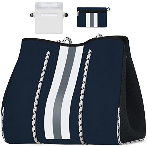 Image of IBFUN Neoprene Tote Bag Large Beach Bag for Women Pool Gym Tote Bag Travel Tote Bag