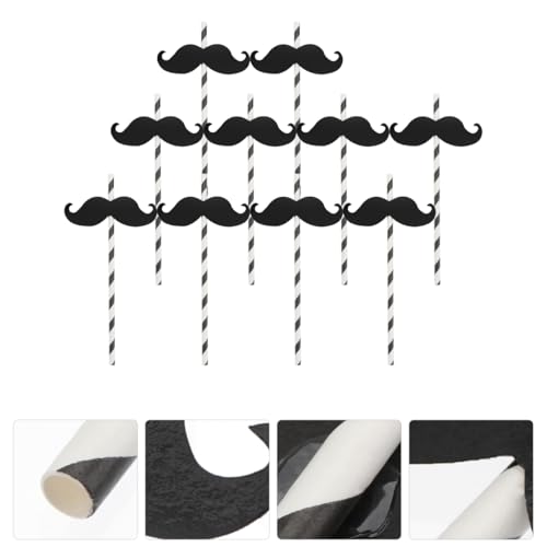 ABOOFAN 40 pitillos de papel negros con bigote miniatura 3