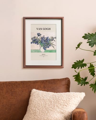 RINTO アートパネル ゴッホ アイリス ポスター 絵画 花インテリア 油絵 複製画 壁掛け ポスター おしゃれ ウォールアート フレーム 部屋飾り 絵 玄関 お風呂 寝室 木目調 キャンバス 額付きの完成品 28x35.5cm [4]