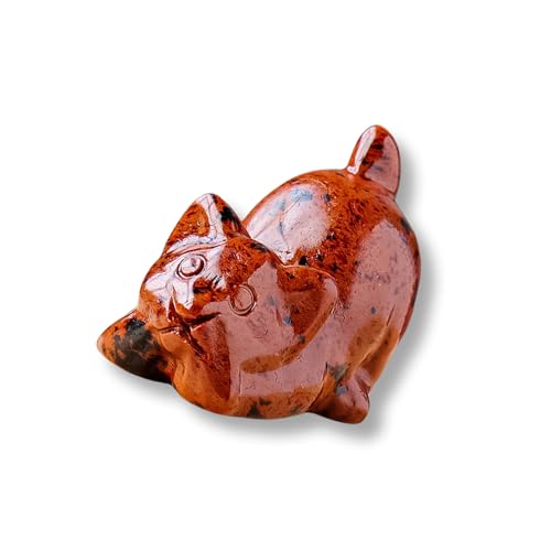 PENCHEAK Kristallkatzenstatue, geschnitzter Stein, Tierfigur, Ornament für Heimdekoration, Symbol des Schutzes und Glücks, Kristallkatzenstatue