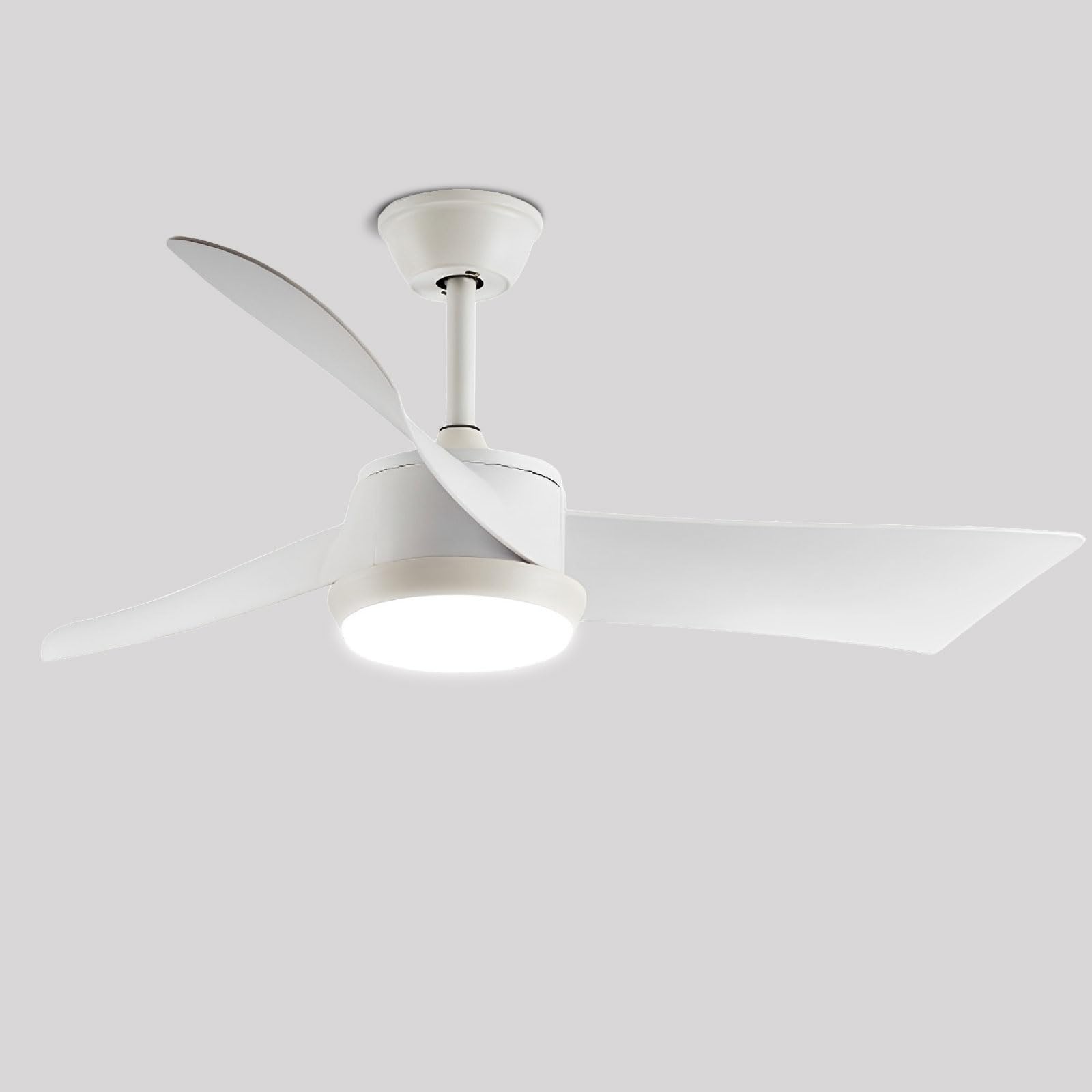 KXEcoLife 52in Quiet Ceiling Fan With Light Remote 6 Speeds Reversible DC Motor, Dimmable 48W LED Fixtures For Bedroom Living Room Classroom Restaurant
