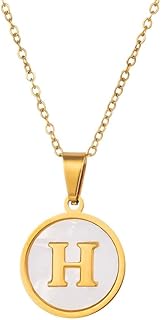 عقد بقلادة من الستانلس ستيل مطلي بالذهب للنساء، عقد بدلاية على شكل حرف أبجدي ذهبي مع صدف، قلادة أنيقة بدلاية الاسم الأول A-Z من فيروز جوليري .