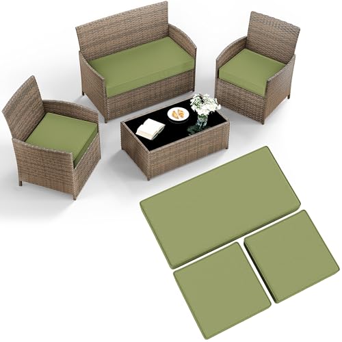 3 Pack Outdoor Patio Furniture Cushion Replacement Covers, Waterproof Loveseat Cushion Covers - 36×18×2,18×18×2, for 4-Seater Wicker Rattan Patio Conversation Set Loveseat Couch Furniture, Cover Only by Kimunuk - Used condition - US$30.68