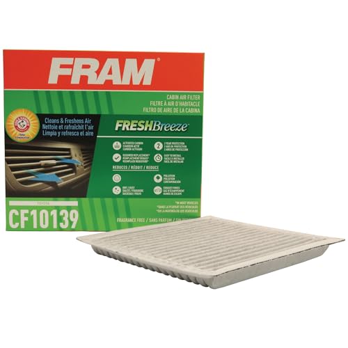 FRAM Fresh Breeze Cabin Air Filter Replacement for Car Passenger Compartment w/Arm and Hammer Baking Soda, Easy Install, CF10139 for Select Toyota Vehicles , white