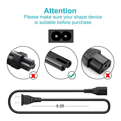 6Ft Soundbar power Cord Plug for JBL PartyBox 100 110 200 300 1000 310 710 1000 On-The-Go Speaker, Polk Audio S2 TV Sound Bar,TCL Roku,Lg,Sony Soundbar,Samsung r550, bose 300 600 900 Cable Replacement