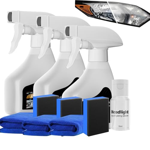 Headlight Restoration Spray, Automotive Headlamp Restoration Fluid Kit,180ml Multifunctional Headlight Polishing for All Vehicle Types,Without Sanding Or Disassembly (3)