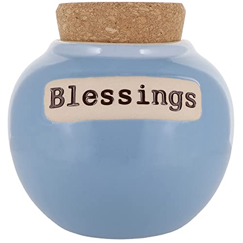 Inspirational Gifts - Ceramic Blessings Jar with Lid, Stocking Stuffers, Gratitude Piggy Bank, Christian Gifts, Bible Verse Storage, Gifts for Women, Home Decor, Coin Bank