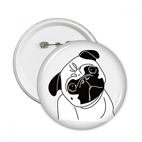 Badge bouton motif chien noir XL pins décoratif vêtement multicolore