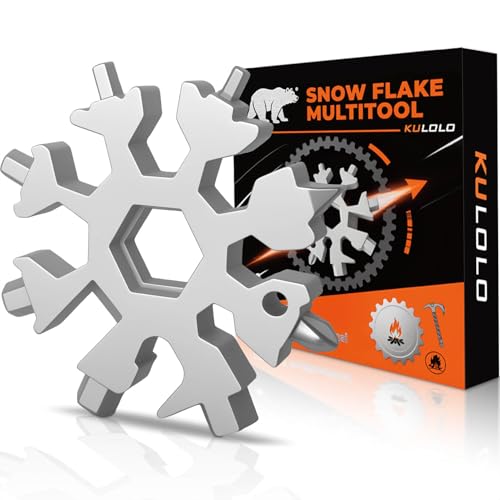 White Elephant Gift for Adults 2025 – 18 in 1 Snowflake Multi Tool,Stainless Steel EDC Gadget with Bottle Opener,Wrench & Key Ring – Christmas Stocking Stuffer for Dad,Husband,Men (Silver‌)